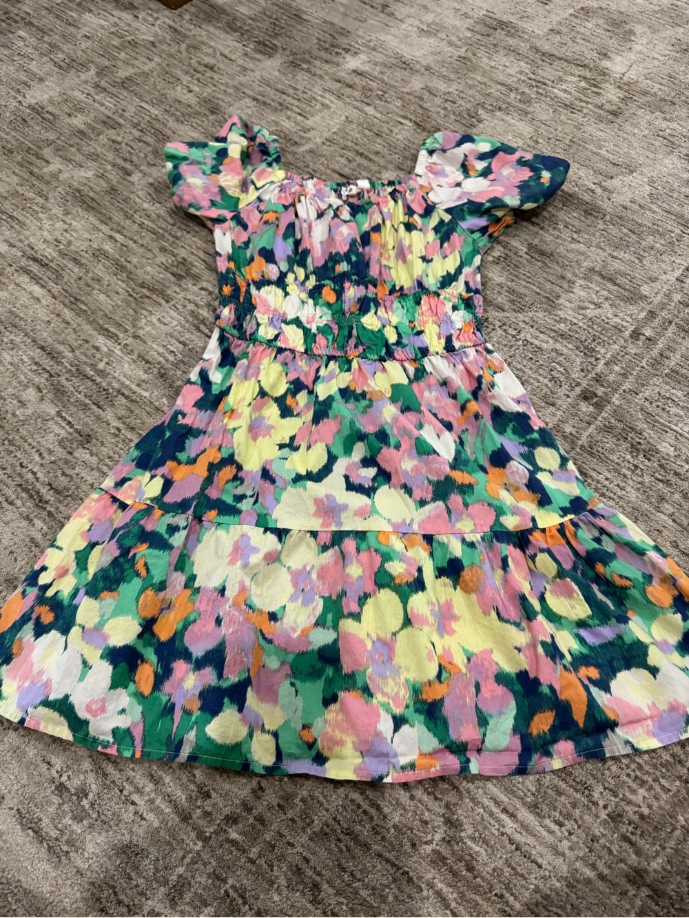 GAP Girls Floral Tiered Dress in Pink, Green, Yellow, Navy Sz large